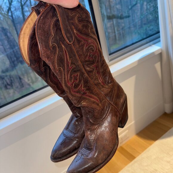 Wheeler Western Cowgirl Boot Brown with Red Stitching - Picture 1 of 4